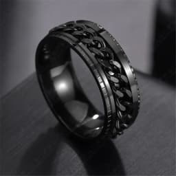Fidget Spinner Mens Rings Anxiety Rotating Stainless Steel Chain Multifunction Anti Stress Ring Accessories Anillos De Hombre
