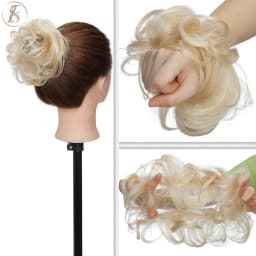 TESS 17g/23g Hair Bun Chignon 100% Human Hair Curly Hair Elastic Donut Ponytail Hair Extensions Wrap Natural Color Hairpiece