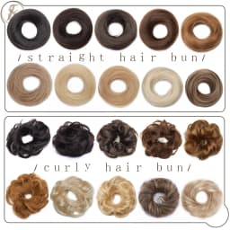 TESS 17g/23g Hair Bun Chignon 100% Human Hair Curly Hair Elastic Donut Ponytail Hair Extensions Wrap Natural Color Hairpiece