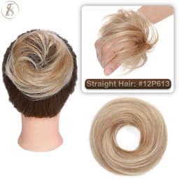 TESS 17g/23g Hair Bun Chignon 100% Human Hair Curly Hair Elastic Donut Ponytail Hair Extensions Wrap Natural Color Hairpiece