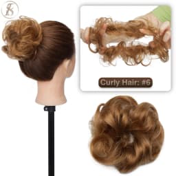 TESS 17g/23g Hair Bun Chignon 100% Human Hair Curly Hair Elastic Donut Ponytail Hair Extensions Wrap Natural Color Hairpiece