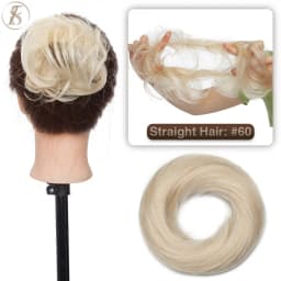 TESS 17g/23g Hair Bun Chignon 100% Human Hair Curly Hair Elastic Donut Ponytail Hair Extensions Wrap Natural Color Hairpiece