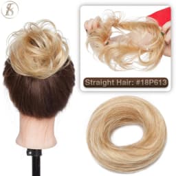 TESS 17g/23g Hair Bun Chignon 100% Human Hair Curly Hair Elastic Donut Ponytail Hair Extensions Wrap Natural Color Hairpiece
