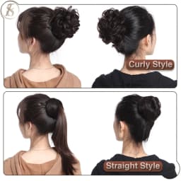 TESS 17g/23g Hair Bun Chignon 100% Human Hair Curly Hair Elastic Donut Ponytail Hair Extensions Wrap Natural Color Hairpiece