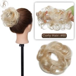 TESS 17g/23g Hair Bun Chignon 100% Human Hair Curly Hair Elastic Donut Ponytail Hair Extensions Wrap Natural Color Hairpiece