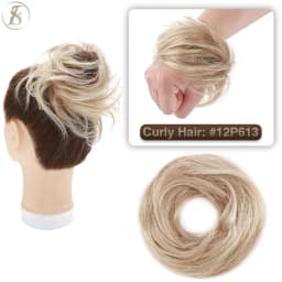 TESS 17g/23g Hair Bun Chignon 100% Human Hair Curly Hair Elastic Donut Ponytail Hair Extensions Wrap Natural Color Hairpiece