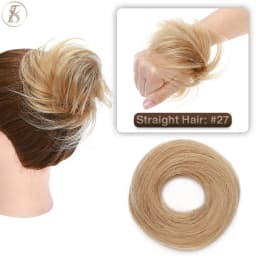 TESS 17g/23g Hair Bun Chignon 100% Human Hair Curly Hair Elastic Donut Ponytail Hair Extensions Wrap Natural Color Hairpiece