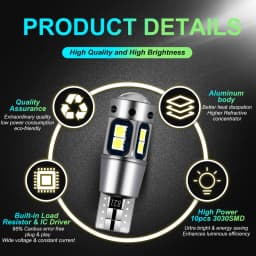 ASLENT 2PCS High Quality T10 W5W 168 192 Led Tail Light 3030 10smd 12V Car Led Auto Lamp CANBUS NO Error Car Marker Parking Bulb