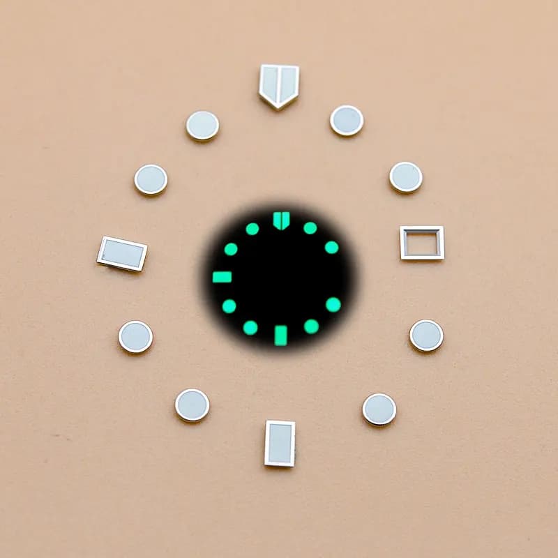 Green Luminous Watch Dial Hour Indices Markers SKX007 6105 Sub GMT Watch Dial Accessories Aftermarket Replacement