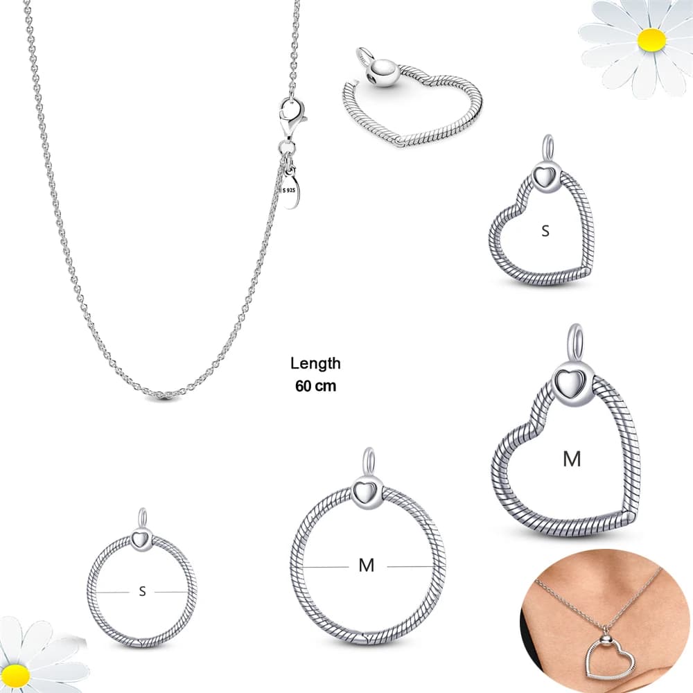 Minimalism Silver Color O Pendant O & Heart Charm Fit Original Pendant Necklace DIY For Women Jewelry Anniversary Gift