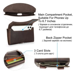Cow Leather Men Phone Belt Clip Pouch for Apple iPhone 17 16 15 14 Pro Max Case Samsung Galaxy Cellphone 4.7-6.9 inch Waist Bag