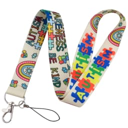 KKZ776 Rainbow Lanyard Card ID Holder Car KeyChain Autism Puzzle ID Card Pass Gym Phone Badge Doctor Key Ring Holder Jewelry