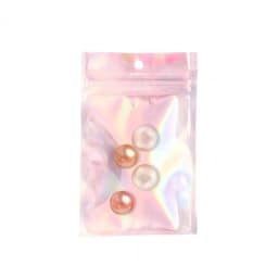 20-50pcs Sealing Opp Bags Holographic Pink Aluminum Foil Pouch Resealable Ziplock Bag for Jewelry Retail Hang Display Packaging