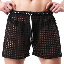 Men's Sexy Big Mesh Hollow Out Boxer Shorts Men Leisure Household Transparent Nets Board Shorts