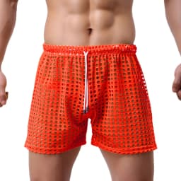 Men's Sexy Big Mesh Hollow Out Boxer Shorts Men Leisure Household Transparent Nets Board Shorts