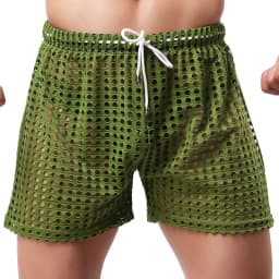 Men's Sexy Big Mesh Hollow Out Boxer Shorts Men Leisure Household Transparent Nets Board Shorts