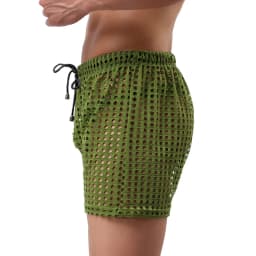 Men's Sexy Big Mesh Hollow Out Boxer Shorts Men Leisure Household Transparent Nets Board Shorts