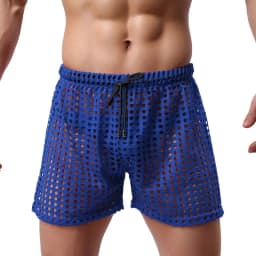 Men's Sexy Big Mesh Hollow Out Boxer Shorts Men Leisure Household Transparent Nets Board Shorts