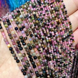 Fine 100% Natural Stone Beads Faceted Tourmaline Loose Round Gemstone For Jewelry Making DIY Bracelet Necklace Charms 2-4mm