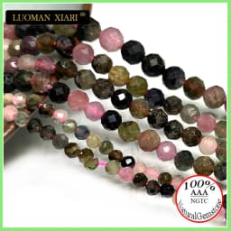 Fine 100% Natural Stone Beads Faceted Tourmaline Loose Round Gemstone For Jewelry Making DIY Bracelet Necklace Charms 2-4mm