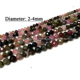 Fine 100% Natural Stone Beads Faceted Tourmaline Loose Round Gemstone For Jewelry Making DIY Bracelet Necklace Charms 2-4mm