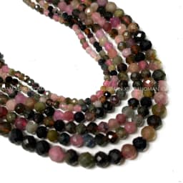 Fine 100% Natural Stone Beads Faceted Tourmaline Loose Round Gemstone For Jewelry Making DIY Bracelet Necklace Charms 2-4mm