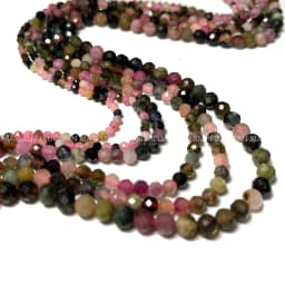 Fine 100% Natural Stone Beads Faceted Tourmaline Loose Round Gemstone For Jewelry Making DIY Bracelet Necklace Charms 2-4mm