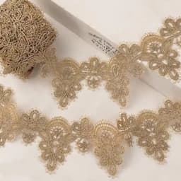 1 Yard Gold Lace Fabric Ribbon Metaillic Embroidery Lace for Sewing, Cake Fringe, Wedding Bridal Dress 5.5CM Wide