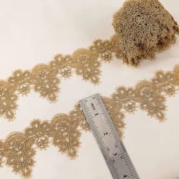 1 Yard Gold Lace Fabric Ribbon Metaillic Embroidery Lace for Sewing, Cake Fringe, Wedding Bridal Dress 5.5CM Wide