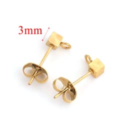 10pcs Stainless Steel Ear Post Studs Round Ball Earring Post Square Earring Plug Findings DIY Earring Jewelry Making Wholesale