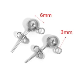10pcs Stainless Steel Ear Post Studs Round Ball Earring Post Square Earring Plug Findings DIY Earring Jewelry Making Wholesale