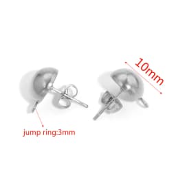 10pcs Stainless Steel Ear Post Studs Round Ball Earring Post Square Earring Plug Findings DIY Earring Jewelry Making Wholesale