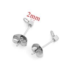 10pcs Stainless Steel Ear Post Studs Round Ball Earring Post Square Earring Plug Findings DIY Earring Jewelry Making Wholesale