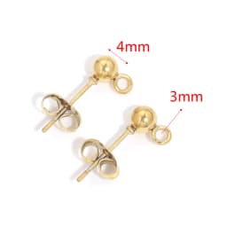 10pcs Stainless Steel Ear Post Studs Round Ball Earring Post Square Earring Plug Findings DIY Earring Jewelry Making Wholesale