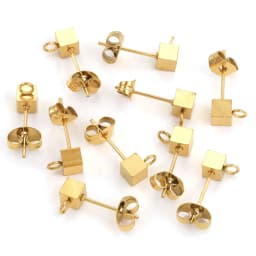10pcs Stainless Steel Ear Post Studs Round Ball Earring Post Square Earring Plug Findings DIY Earring Jewelry Making Wholesale