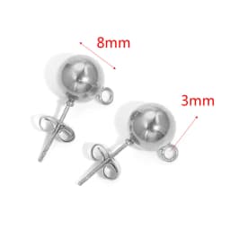 10pcs Stainless Steel Ear Post Studs Round Ball Earring Post Square Earring Plug Findings DIY Earring Jewelry Making Wholesale