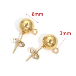 10pcs Stainless Steel Ear Post Studs Round Ball Earring Post Square Earring Plug Findings DIY Earring Jewelry Making Wholesale