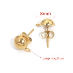 10pcs Stainless Steel Ear Post Studs Round Ball Earring Post Square Earring Plug Findings DIY Earring Jewelry Making Wholesale