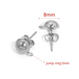 10pcs Stainless Steel Ear Post Studs Round Ball Earring Post Square Earring Plug Findings DIY Earring Jewelry Making Wholesale