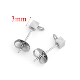 10pcs Stainless Steel Ear Post Studs Round Ball Earring Post Square Earring Plug Findings DIY Earring Jewelry Making Wholesale