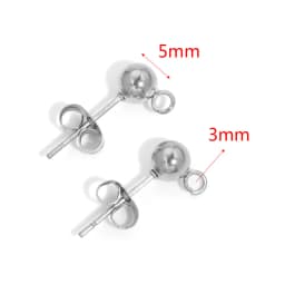 10pcs Stainless Steel Ear Post Studs Round Ball Earring Post Square Earring Plug Findings DIY Earring Jewelry Making Wholesale