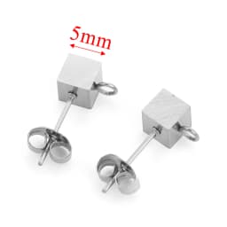 10pcs Stainless Steel Ear Post Studs Round Ball Earring Post Square Earring Plug Findings DIY Earring Jewelry Making Wholesale