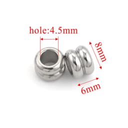 20pcs Stainless Steel Spacer Beads For Bracelet Three levels Beads Big Hole Jewelry Bead For Jewelry Making Components Wholesale