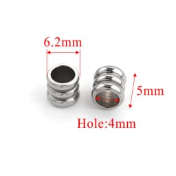 20pcs Stainless Steel Spacer Beads For Bracelet Three levels Beads Big Hole Jewelry Bead For Jewelry Making Components Wholesale
