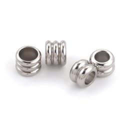 20pcs Stainless Steel Spacer Beads For Bracelet Three levels Beads Big Hole Jewelry Bead For Jewelry Making Components Wholesale