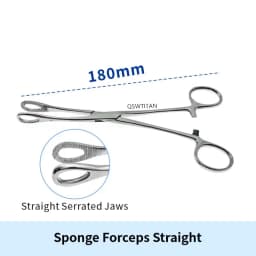 Sponge Forceps Straight/Curved Serrated Jaws Stainless Steel Dental Forceps Instrument