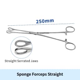 Sponge Forceps Straight/Curved Serrated Jaws Stainless Steel Dental Forceps Instrument
