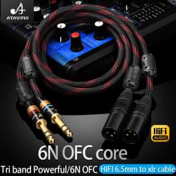 ATAUDIO HIFI Dual 6.5mm to 2 XLR Audio Cable for Adapter Amplifier Sound Box 6N OFC 6.5mm to XLR Speaker Cable