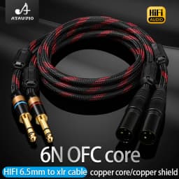 ATAUDIO HIFI Dual 6.5mm to 2 XLR Audio Cable for Adapter Amplifier Sound Box 6N OFC 6.5mm to XLR Speaker Cable