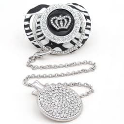 Pacifier Clip Silver Corwn Pacifier Beads Personalized Bling Pacifier Infant Nipple Holder chupetes de lujo